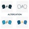 Altercation icon set. Four elements in diferent styles from business ethics icons collection. Creative altercation icons filled,