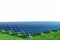 Alternative energy, green energy, solar panels on green grass, photovoltaic panels, solar energy collection. 3D rendering, copy