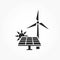 Alternative energy icon. solar and wind power symbol. eco friendly, environment, sustainable and renewable energy symbol