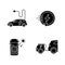 Alternative energy transport black glyph icons set on white space