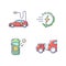 Alternative energy transport RGB color icons set