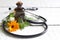 Alternative medicine herbs and stethoscope