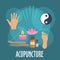 Alternative medicine icon with acupuncture therapy