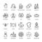 Alternative medicine line icons. Naturopathy, traditional treatment, homeopathy, osteopathy, herbal fish and leech