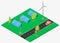 Alternative sources of energy(wind, solar) isometric. Vector.