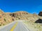 Altiplano desert arid landscape and asphalt road