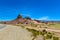 Altiplano desert arid landscape and asphalt road