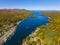 Alton Bay aerial view in fall, NH, USA