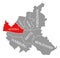 Altona city district red highlighted in map of Hamburg Germany