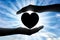 Altruism. Silhouette of hands protecting heart symbol