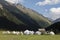 Altyn-Arashan, Kyrgyzstan, August 13 2018: Yurt Camps in the valley of Altyn-Arashan