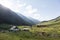 Altyn-Arashan, Kyrgyzstan, August 13 2018: Yurt Camps in the valley of Altyn-Arashan