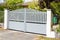 Aluminium door grey classic vintage home gray steel gate portal of suburb house