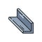 Aluminium equal L-shape angle profile outline icon