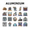 Aluminium Production Collection Icons Set Vector