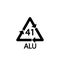 Aluminium recycling symbol ALU 41 . Vector illustration. flat