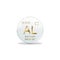 Aluminium symbol - Al. Element of the periodic table on white ball with golden signs. White background