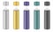 Aluminium tube for hairspray, air freshener container, thermal water spray bottle. White, yellow, purple, green and black bottles