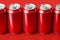 Aluminum allure Red cans arranged artfully on a clean background