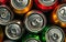 Aluminum cans of soda, beer, soft drink or soft drink,close up