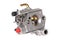 aluminum carburetor assembly for garden equipment on a white isolated background