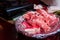 Aluminum Foil Plate Bowl Raw Meat Beef Pieces Collection Chinese