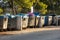 Aluminum garbage containers, Lefkes, Paros Island, Greece