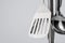 Aluminum holder with set of kitchen utensils on white background