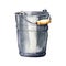 Aluminum metal bucket with a handle close-up. Hand drawn watercolor illustration isolated on white background, mocap for the