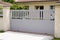 Aluminum modern slide home beige grey gate portal of suburb door house