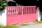 Aluminum pink red metal gate of suburb house door