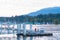 Aluminum ramp leading to a floating dock