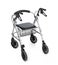 Aluminum rollator to support the walking of elderly and recovering people, isolated on a white background.