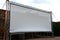 aluminum stage construction. large format white screen, tarpaulin, outdoor cinema