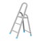 Aluminum step ladder in flat design on white background. Household metal ladder symbol