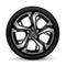 Aluminum wheel car tire style racing black grey on white background vector