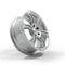 Aluminum wheel image 3D high quality rendering. White picture figured alloy rim for car, tracks. Best used for Motor Show promotio