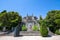 Alupka, Crimea - July 10. 2019. The south facade terraces of Vorontsov Palace , now a museum