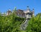 Alupka, Crimea - July 10. 2019. The south facade terraces of Vorontsov Palace , now a museum