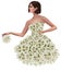 Alyssum flowers with leaves and beautiful girl. Fairies of flowers for fabric design.