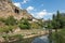 Alzette river Luxembourg city downtown Grund with park and fortifications