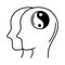 Alzheimer disease, male profile silhouette brain process yin and yang, decrease in mental human ability line style icon