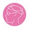 Alzheimer disease, male profile silhouette incoordination, decrease in mental human ability color block style icon