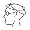 Alzheimer disease, male profile silhouette incoordination, decrease in mental human ability line style icon