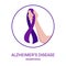 Alzheimer disease purple awareness ribbon medical illustration