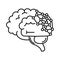 Alzheimer diseased brain genetics, decreased human mental capacity line style icon