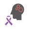 Alzheimer icon, purple ribbon. Vector sign for web graphic.