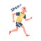 Alzheimer Prevention with Elderly Man in Sportswear Running Having Physical Exercise Vector Illustration
