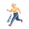 Alzheimer Prevention with Elderly Woman in Sportswear Running Having Physical Exercise Vector Illustration