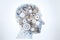 Alzheimer\\\'s disease, simple illustration, gears, minimalism, white background, Generative AI